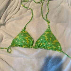 Urban Outfitters Green Floral Bikini Top